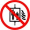 Do not use elevator in case of fire, earthquake Prohibition sign.