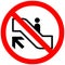 Do not use escalator, moving staircase with unattended child. Prohibition sign.