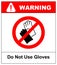 Do not wear gloves, prohibition sign, vector illustration.