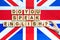 Do you speak English The inscription on the wood blocks, background of the flag of Britain. Concept for school, English language