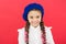 Do you speak french. Fancy style. Little girl with braids ready for school. School fashion concept. Schoolgirl wear