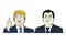 Doald Trump and Moon Jae-in Portrait Flat Design Vector Illustration