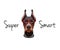 Doberman dog geek. Smart glasses. Clever dog. Super smart text. Vector.