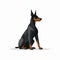 Doberman Dog Vector Silhouette Illustration With Egyptian Iconography
