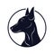 Doberman logo. Logotype with beautiful dog