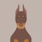 Doberman Pinscher dog illustration. Purebred cartoon brown dog in flat style. - Vector