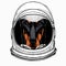 Doberman portrait in a captain cap with sunglasses. Vector illustration. Astronaut animal. Vector portrait. Cosmos and