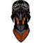 Doberman portrait in a captain cap with sunglasses. Vector illustration. Vintage motorcycle biker helmet.