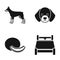 Doberman, puppy and other web icon in black style.melon, bed icons in set collection.