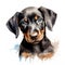 Doberman puppy, on a white background. Cute digital watercolour for dog lovers
