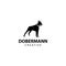 Doberman silhouette, animal design vector icon illustration