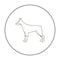 Doberman vector icon in outline style for web