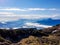 Dobratsch - Panoramic sunrise view from summit Dobratsch on Julian Alps and Karawanks in Austria