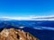 Dobratsch - Panoramic sunrise view from summit Dobratsch on Julian Alps and Karawanks in Austria