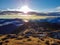 Dobratsch - Panoramic sunrise view from summit Dobratsch on Julian Alps and Karawanks in Austria