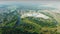 Dobrush, Gomel Region, Belarus. Aerial View Of Modern Paper Factory. Bird`s-eye View Summer Panorama