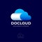 Doc Cloud logo. Cloud and blank of document. Cloud info emblems. Storage for docs logo.