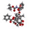 Docetaxel cancer chemotherapy drug molecule. Taxane class drug used in treatment of breast, prostate, lung and ovarian cancer (etc