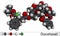 Docetaxel, DTX or DXL molecule. It is taxoid antineoplastic agent used in treatment of various cancers. Molecular model. 3D