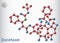 Docetaxel, DTX or DXL molecule. It is taxoid antineoplastic agent used in treatment of various cancers. Molecule model. Sheet of
