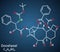 Docetaxel, DTX or DXL molecule. It is taxoid antineoplastic agent used in treatment of various cancers. Structural chemical