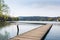 Dock Boat Sunny Lake Landscape Beautiful Idyllic Atmosphere Environment Blue Perspective Looking Out Reflection