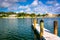 Dock in Collins Canal in Miami Beach, Florida.