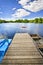 Dock on lake in summer cottage country