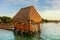 Dock with palapa in lagoon