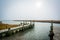 Dock and wetlands in Chincoteague Island, Virginia.