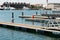 Docked boats in a harbor