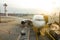 Docked jet aircraft of Delta Air Lines