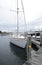 Docked sailboat in the harbor by Stonington Connecticut