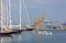 Docked Sailing Ships with Seaport in the Backround in Valencia