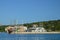 Docked ships in marina in Makarska, Croatia