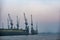 Docks at Hamburg harbor in the morning