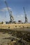 Dockyard cranes on a jetty. Guernsey