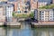 Dockyard in renovated residential area of Newcastle along Tyne riverside