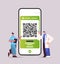 docors using digital immunity passport with qr code on smartphone screen risk free covid-19 pandemic