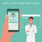 Doctor appointment online, healthcare, medical and technology concept