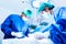 Doctor and assistant nurse operating for help patient from dangerous emergency case, Hospital and Surgery Concept, Health care and