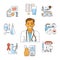 Doctor avatar and medical icons
