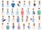 Doctor avatars icons set cartoon vector. Nurse health