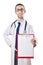 Doctor with blank binder