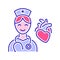 Doctor cardiologist line color icon. Nursing service. Subject matter expert. Isolated vector element. Outline pictogram for web