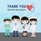 Doctor cartoon character. Thank you doctors and nurses working in the hospital and fighting the coronavirus, Covid-19 Wuhan Virus