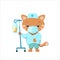 Doctor cat with surgical dropper, cute animal vector illustration on white background. Cat nurse character