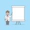 Doctor characters lecture with whiteboard text box illustration vector on blue background. Dental concept
