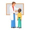 Doctor checkup child care throat, vector illustration. Pediatrician cartoon examination at clinic, medical diagnosis