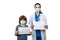 Doctor and child holdind paper sign
